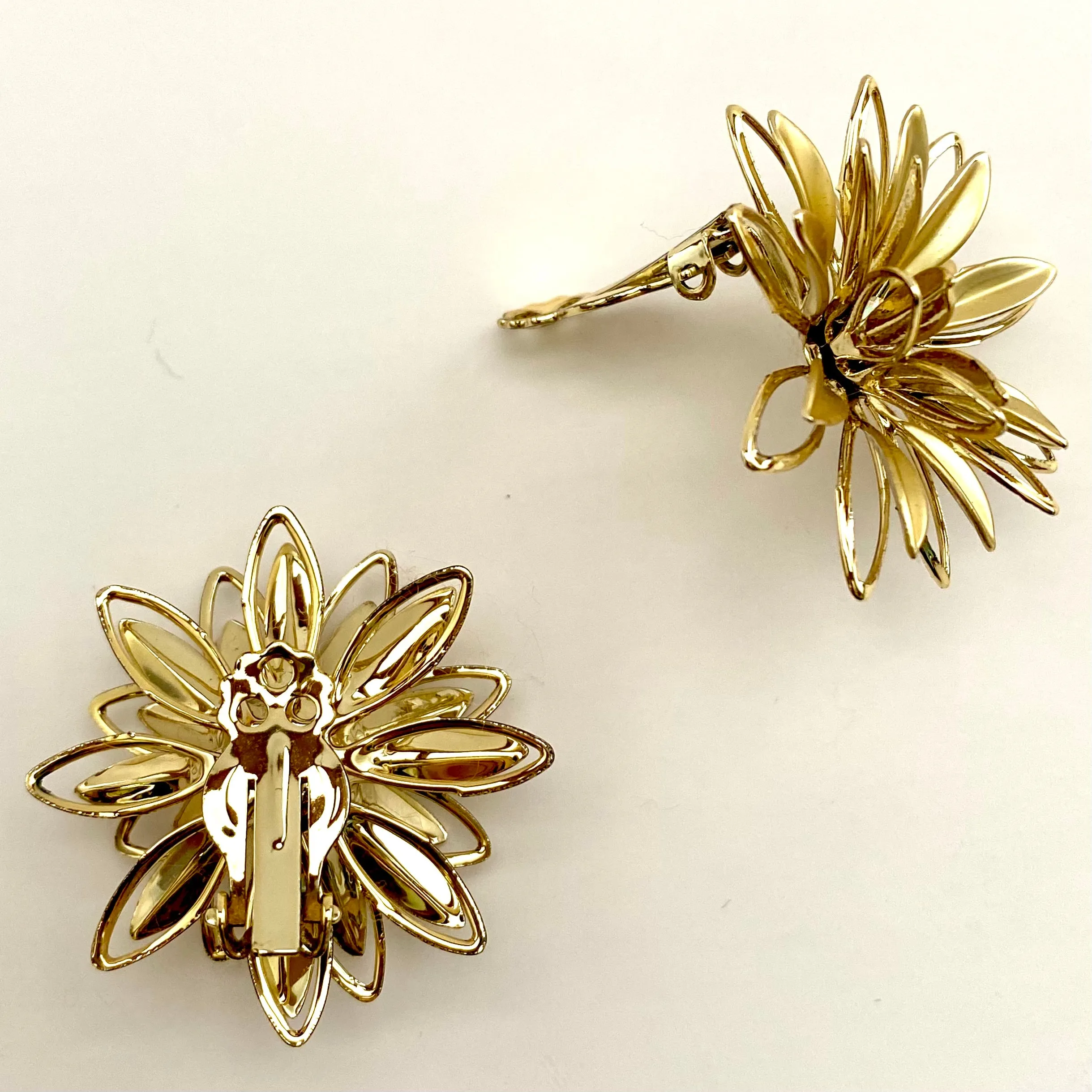 1960s Three Dimensional Flower Earrings