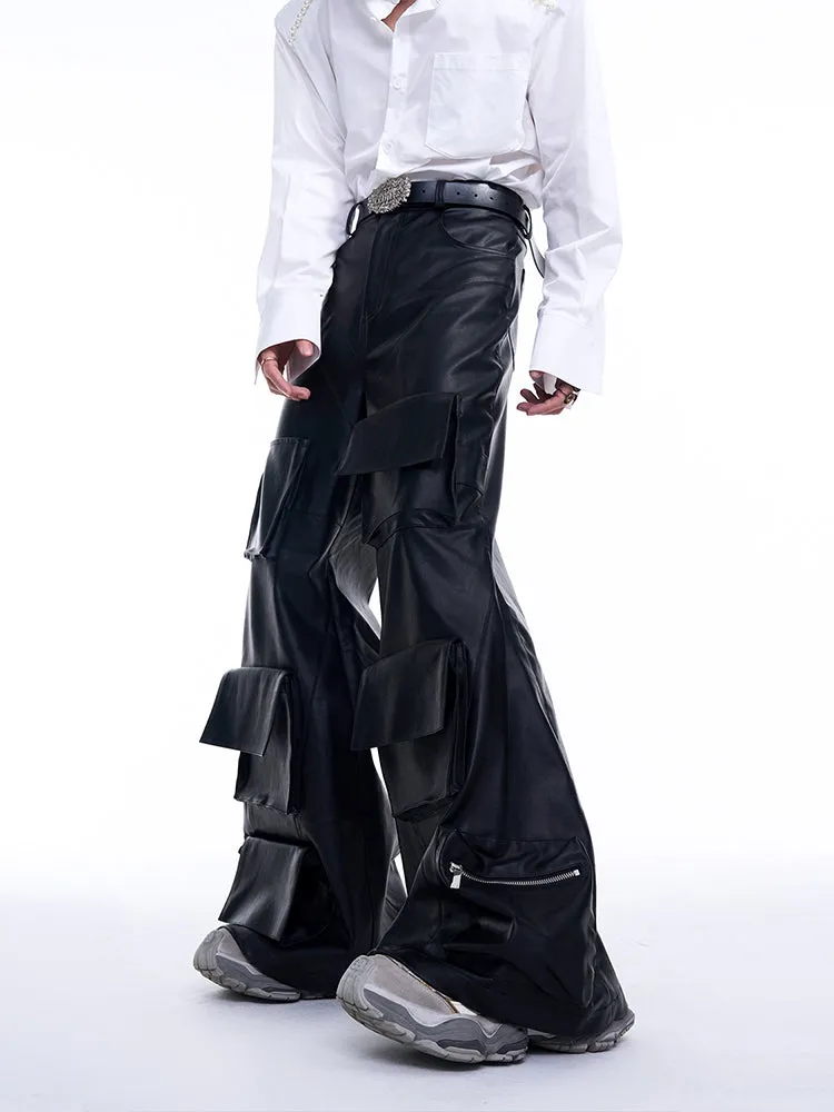 【24s Aug.】High Street Multi-pocket PU Leather Pants