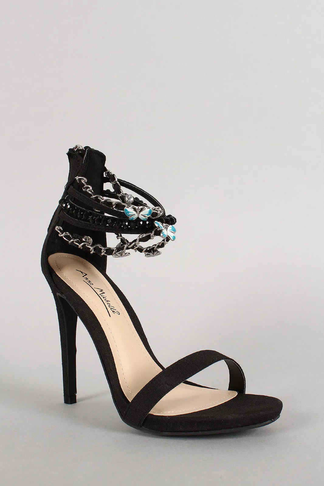 Anne Michelle Chain Ankle Strap Stiletto Heel