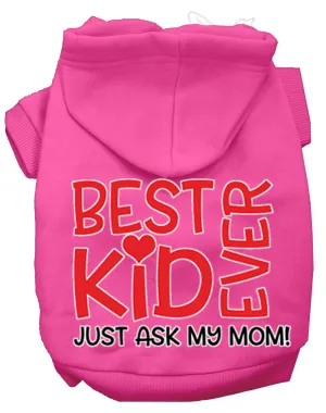 Ask My Mom Screen Print Dog Hoodie Bright Pink Xl