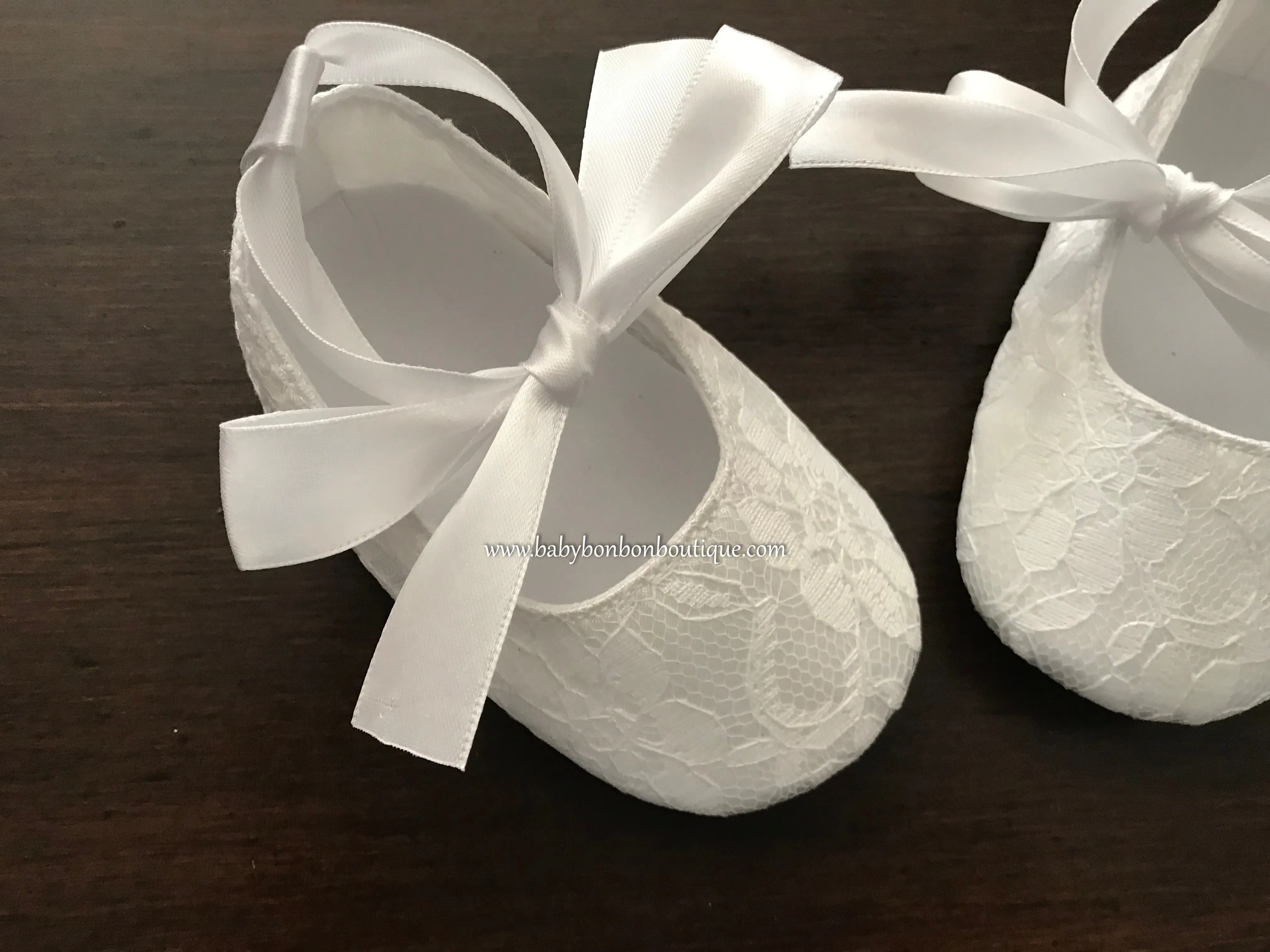 Baby Girl White Baptism Shoes, French White Baby Girl Lace Shoes