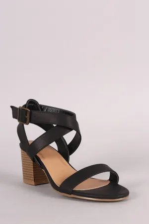 Bamboo Crisscross Ankle Strap Chunky Block Heel