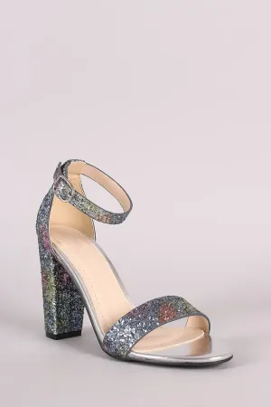 Bamboo Glitter Open Toe Chunky Heel