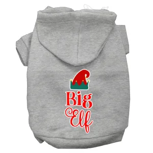 Big Elf Screen Print Dog Hoodie Grey L