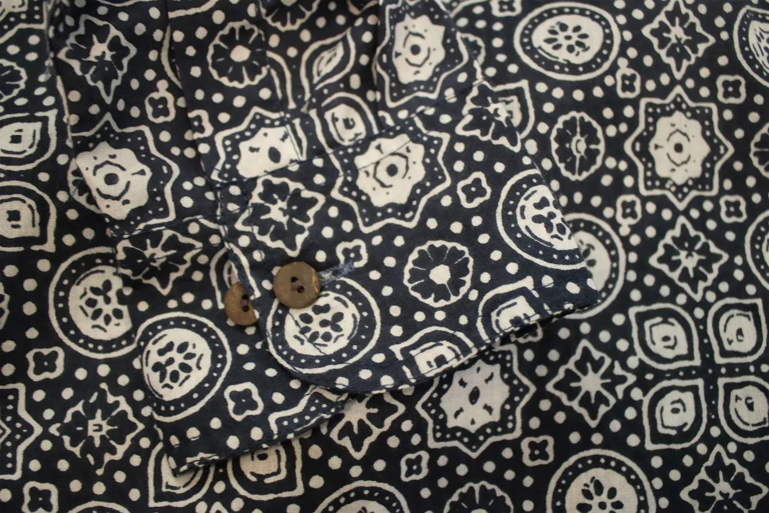 black & white ajrak print cotton shirt