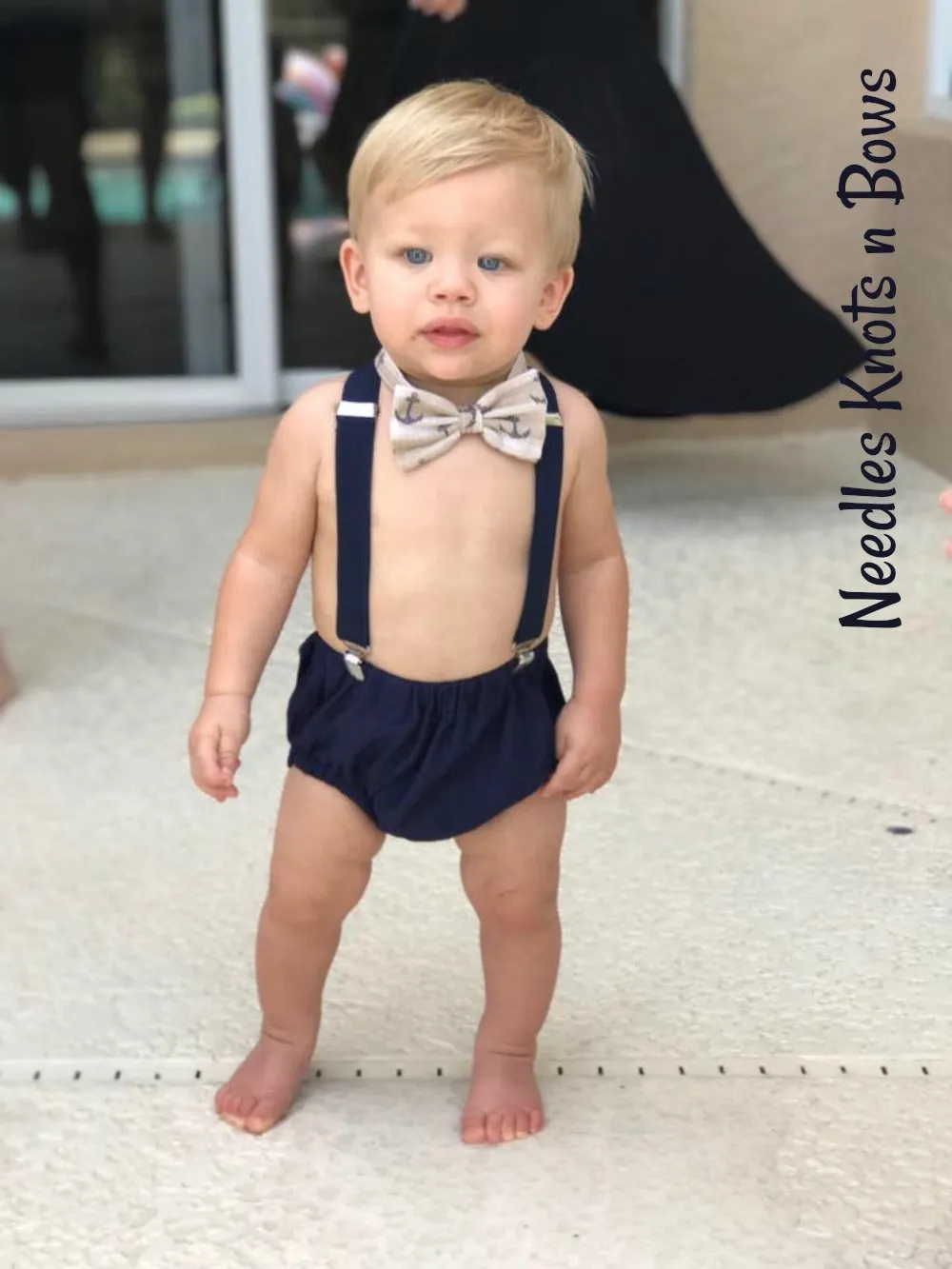 Boys Blue & Tan Nautical Anchor Cake Smash Outfit