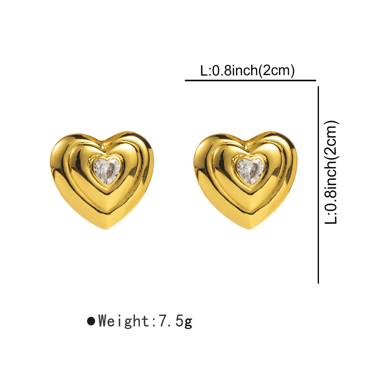 Brass Retro Three Dimensional Love Earrings