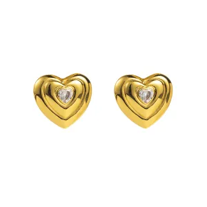 Brass Retro Three Dimensional Love Earrings