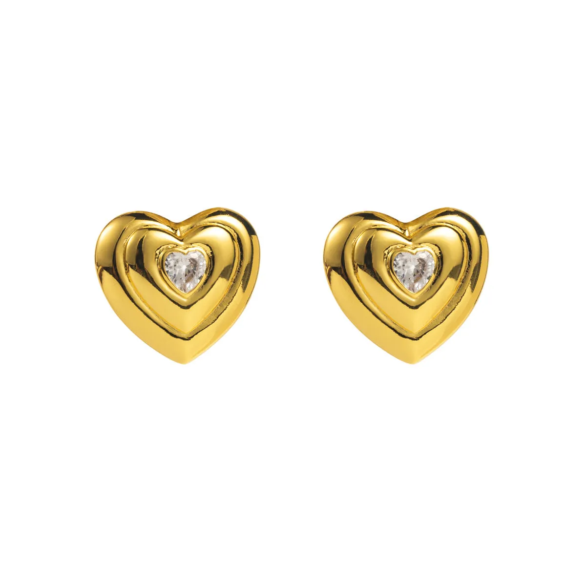 Brass Retro Three Dimensional Love Earrings