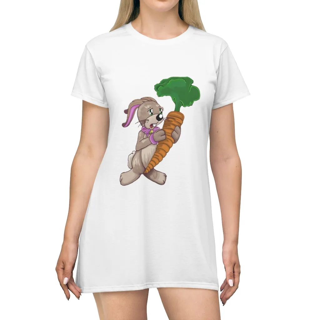 Bunny with Carrot All Over Print T-Shirt Dress