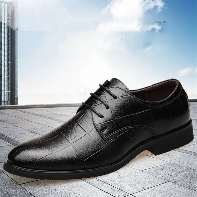 Business British Lace Up Black Casual Korean Style Breathable Shoes