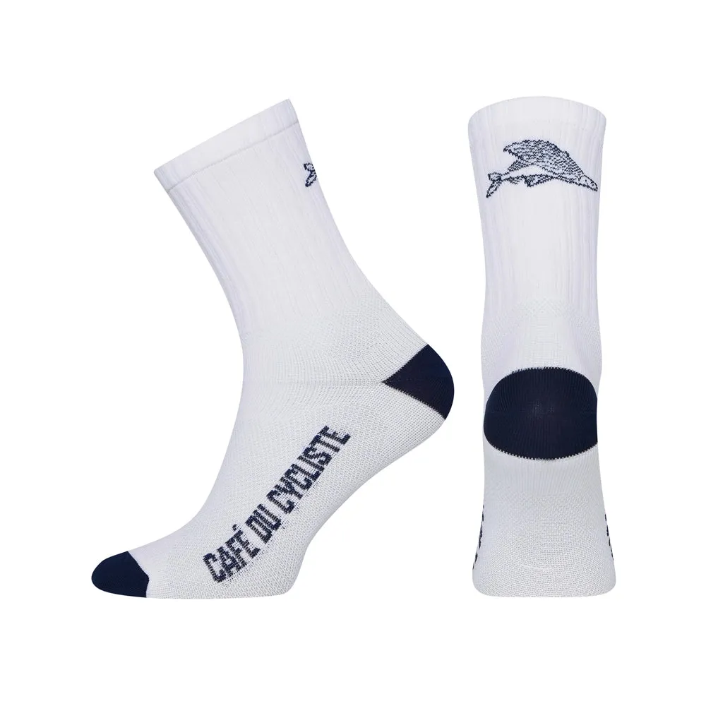 CAFE DU CYCLISTE Gravel Cycling Socks - Flying Fish White