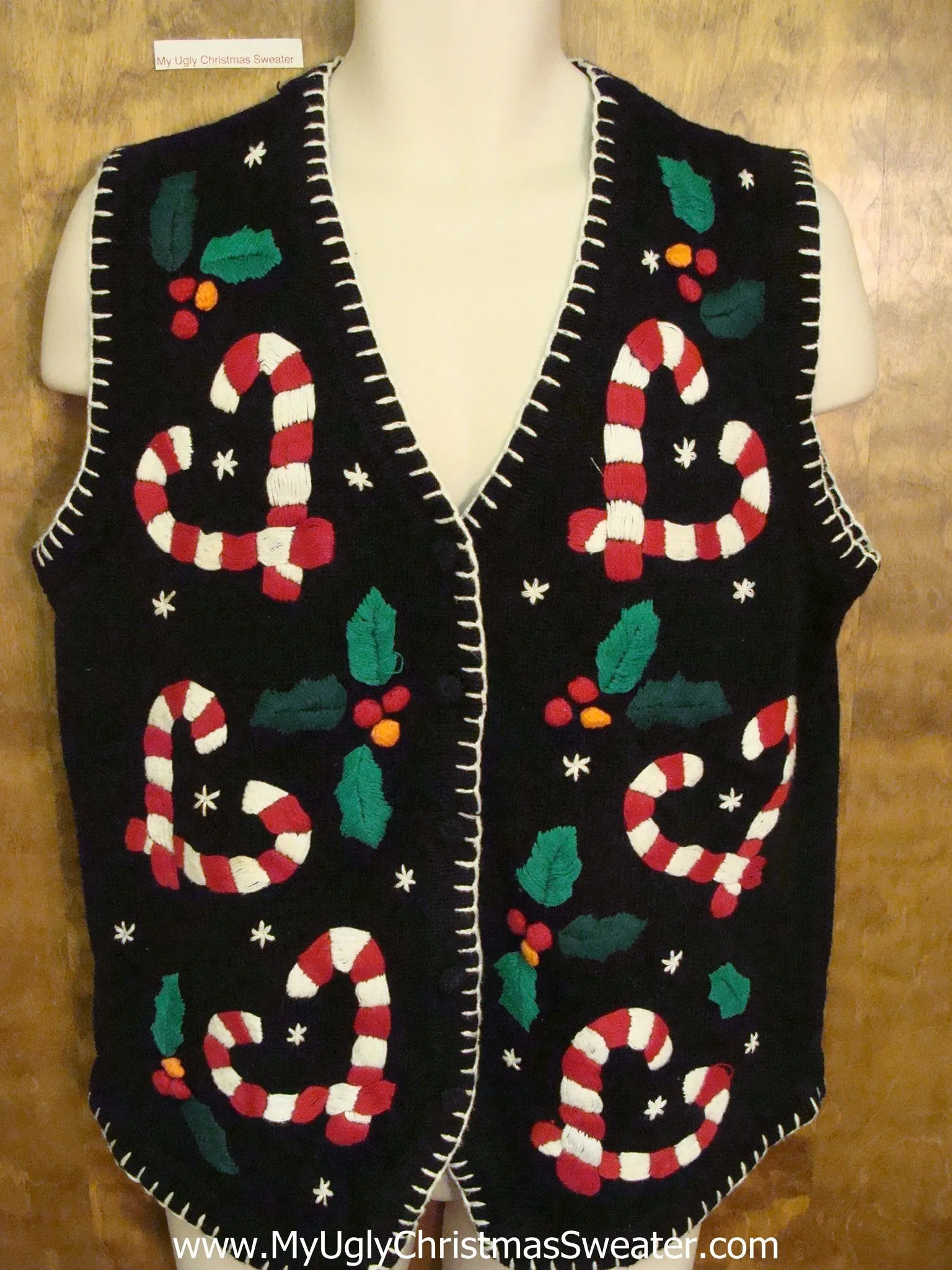 Candy Cane Couples Ugly Christmas Sweater Vest