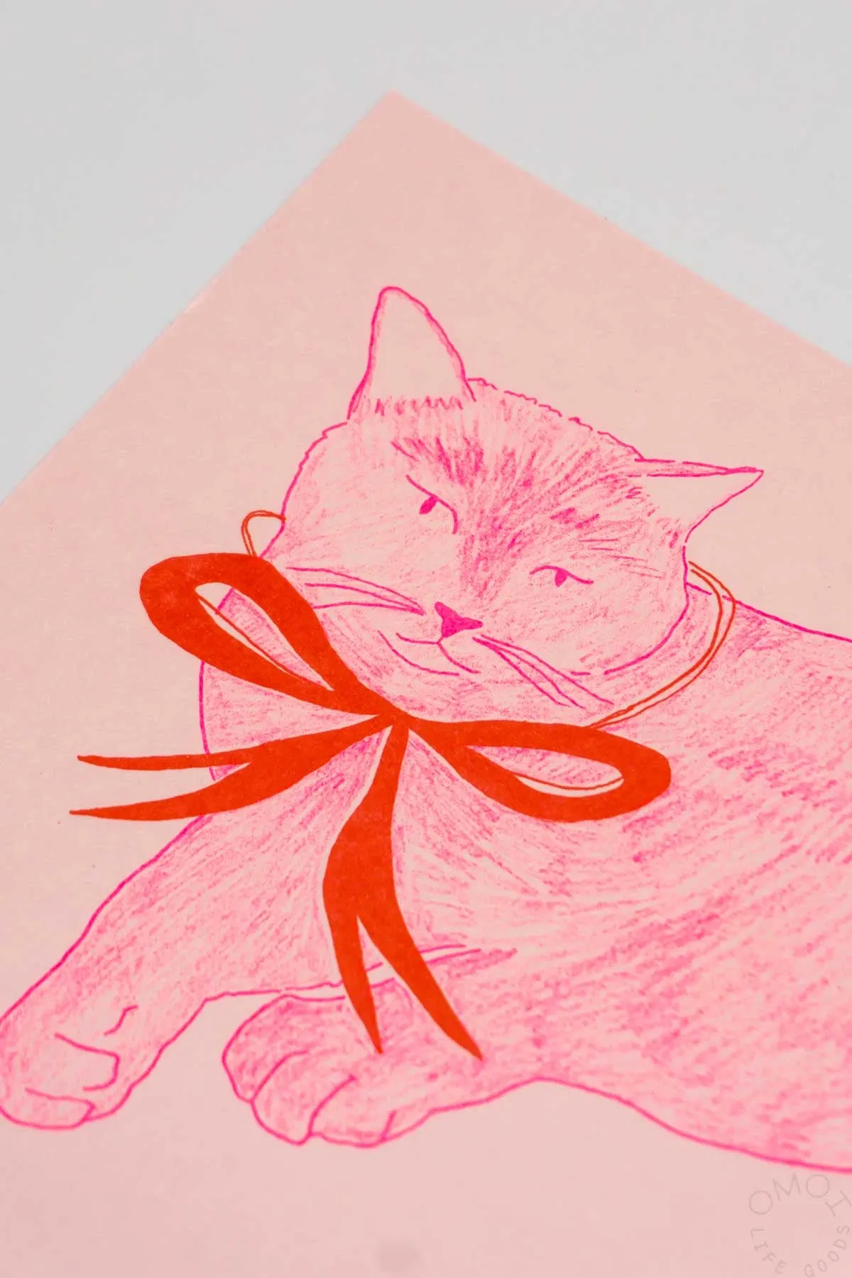 Cat with Bow Print by Maddy Conover