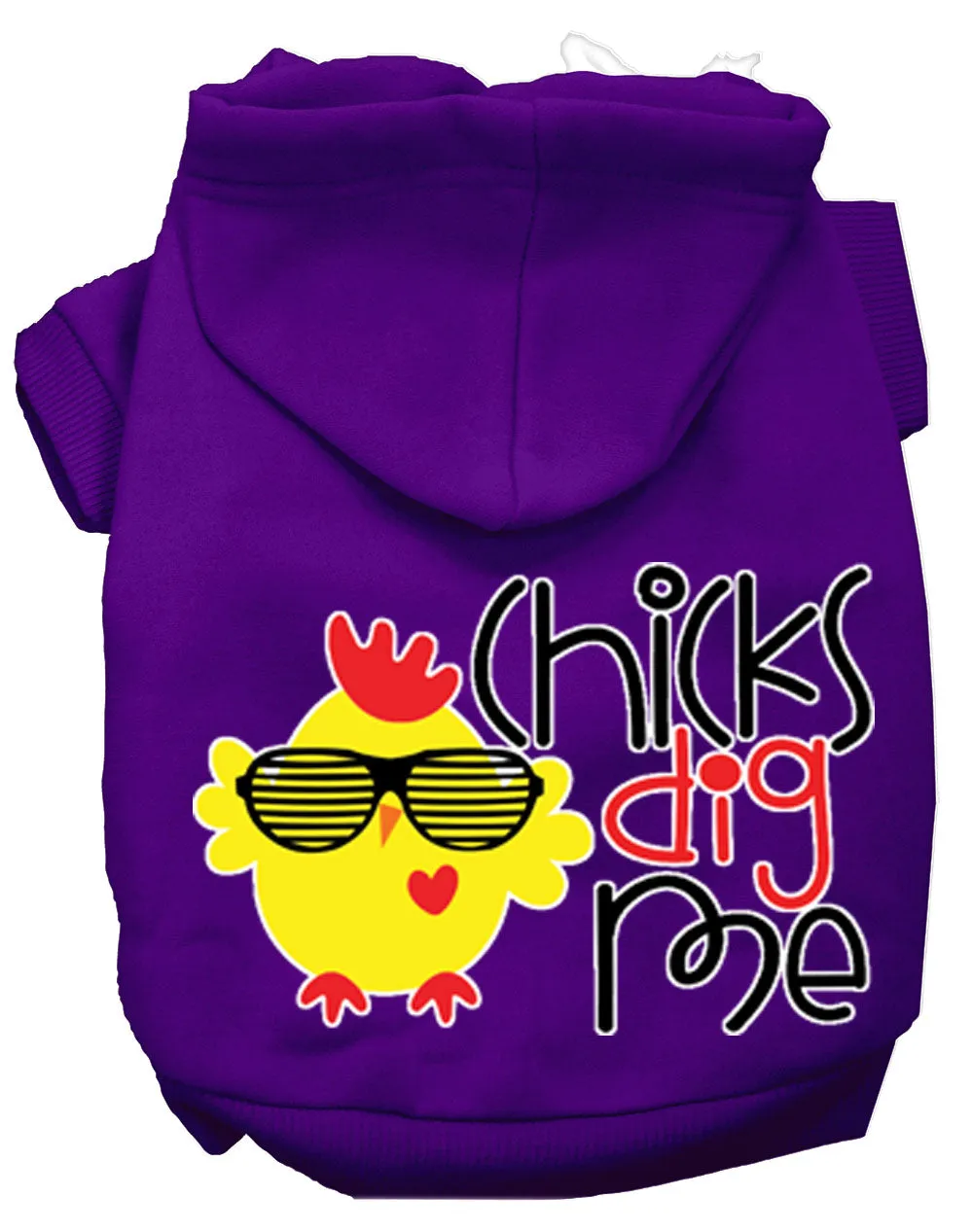 Chicks Dig Me Screen Print Dog Hoodie Purple L