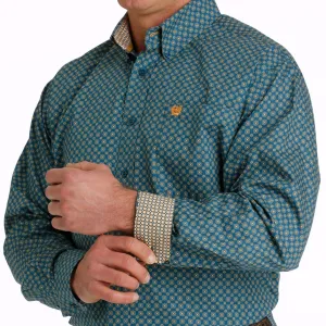 Cinch Men's Classic Fit Blue Geometric Western Shirt