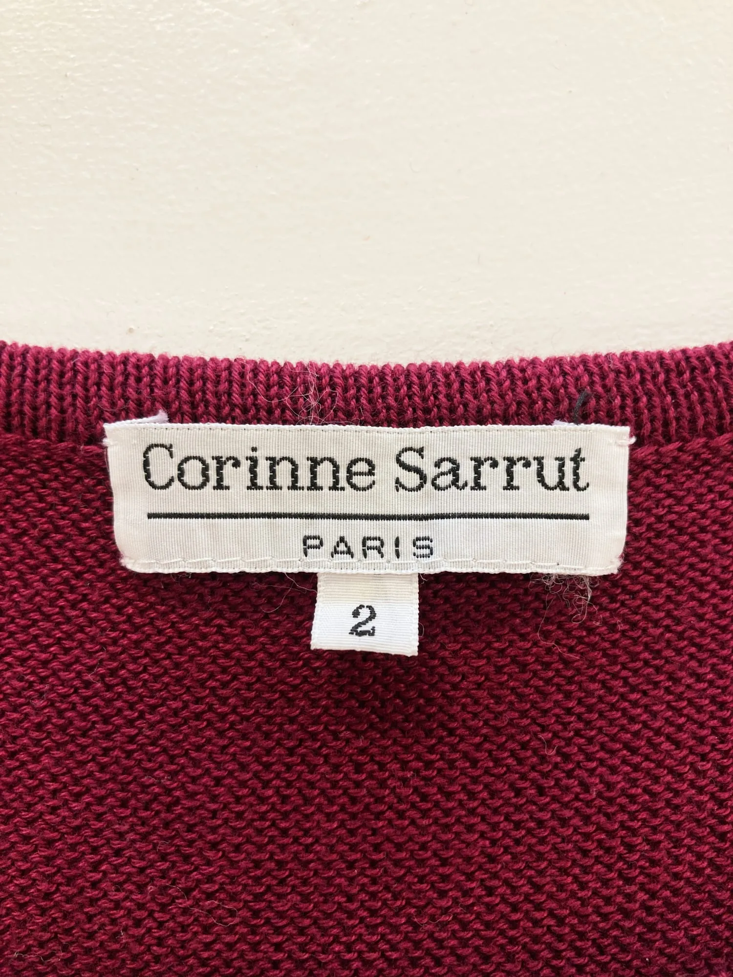 Corinne Sarrut burgundy cotton knit vest with 3D floral embroidery