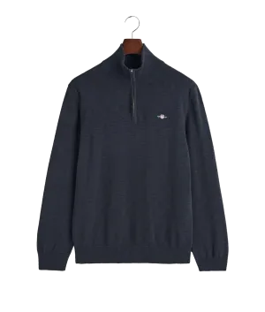 Cotton Flamme Half-Zip Sweater - Navy