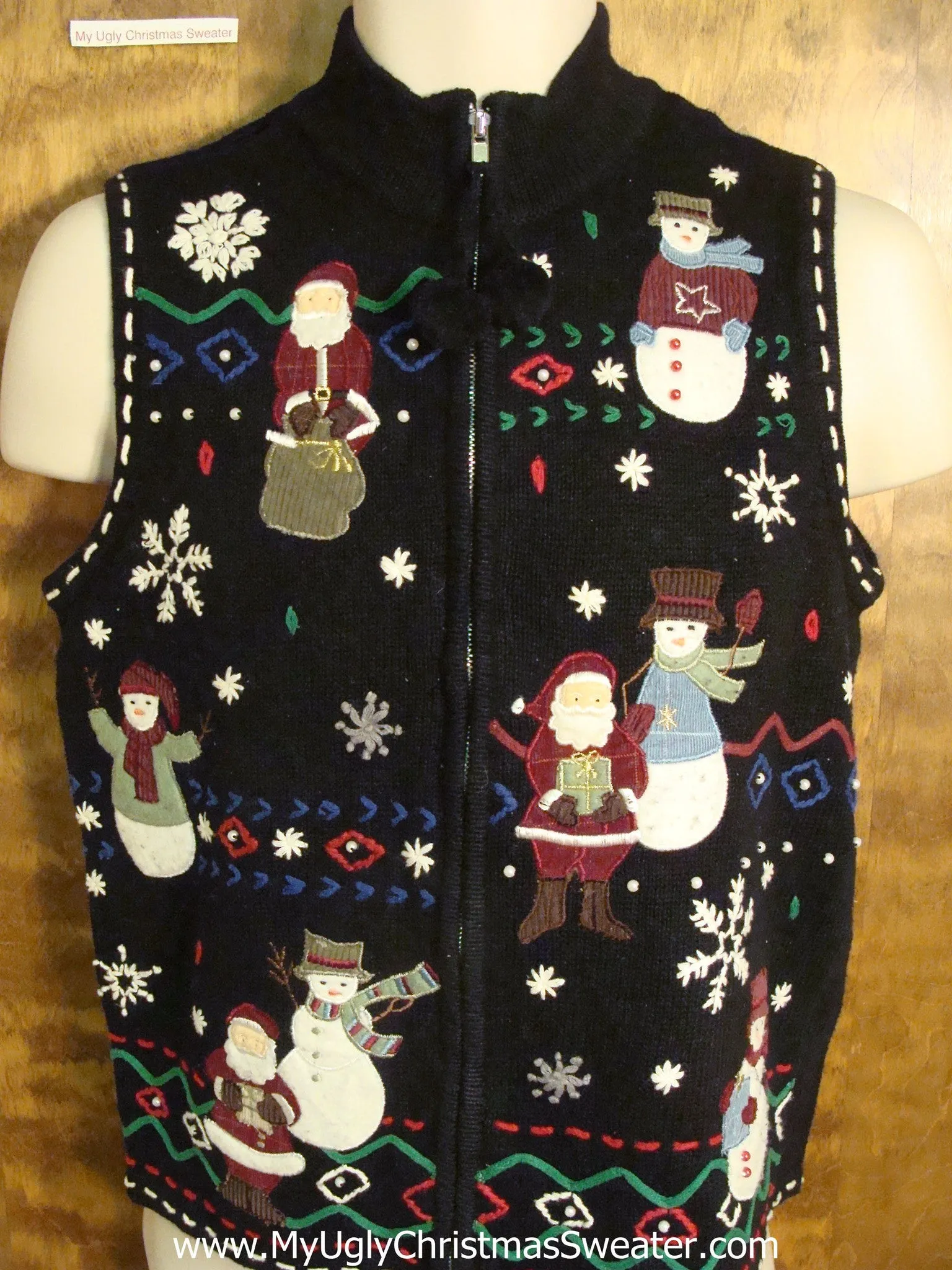 Crafty Santa and Snowmen Ugly Christmas Sweater Vest