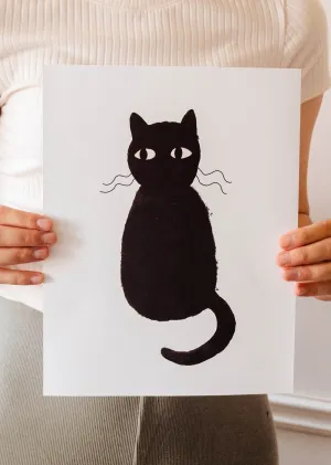 Cute Black Cat Art Print