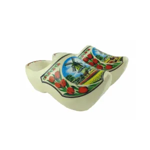 Decorative Dutch Shoe Clogs w/ Windmill and Tulips Design-7"