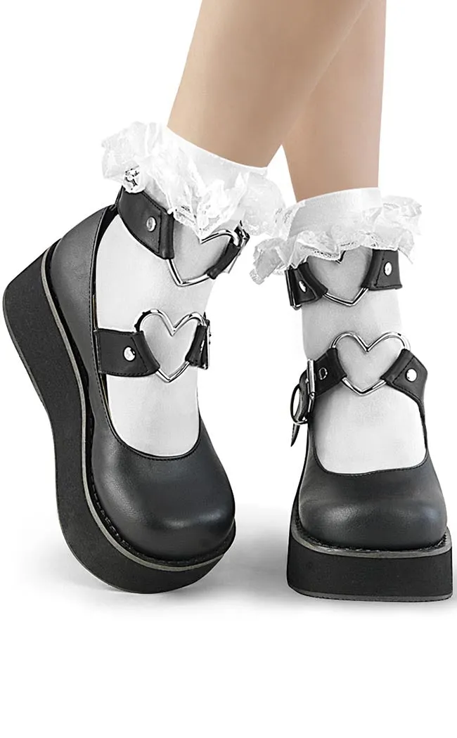 DH-10 White Ruffle Ankle Socks