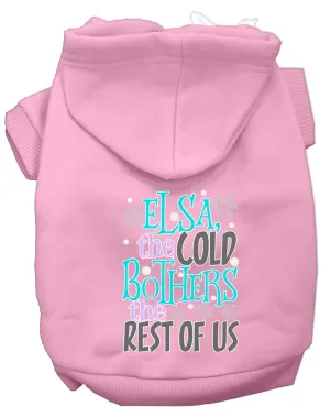 Elsa, The Cold Screen Print Dog Hoodie Light Pink Xl