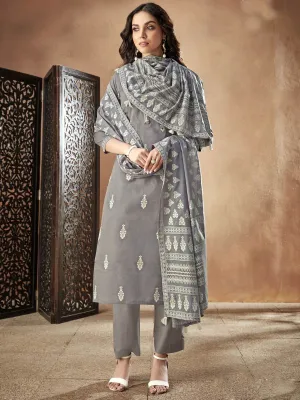 Grey Casual Pakistani Pant Suit