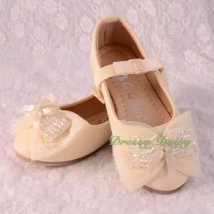 GS015 Beads Lather Ballet Slipper Shoes US Size 8.5-1.5 Flower Girl Pageant Party