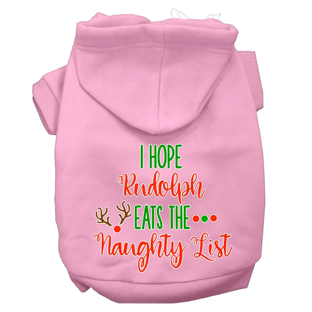 Hope Rudolph Eats Naughty List Screen Print Dog Hoodie Light Pink Xxxl