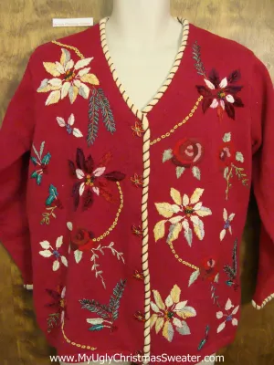 Horrible Poinsettia Ugly Festive Xmas Sweater