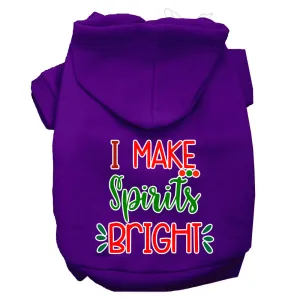 I Make Spirits Bright Screen Print Dog Hoodie Purple S