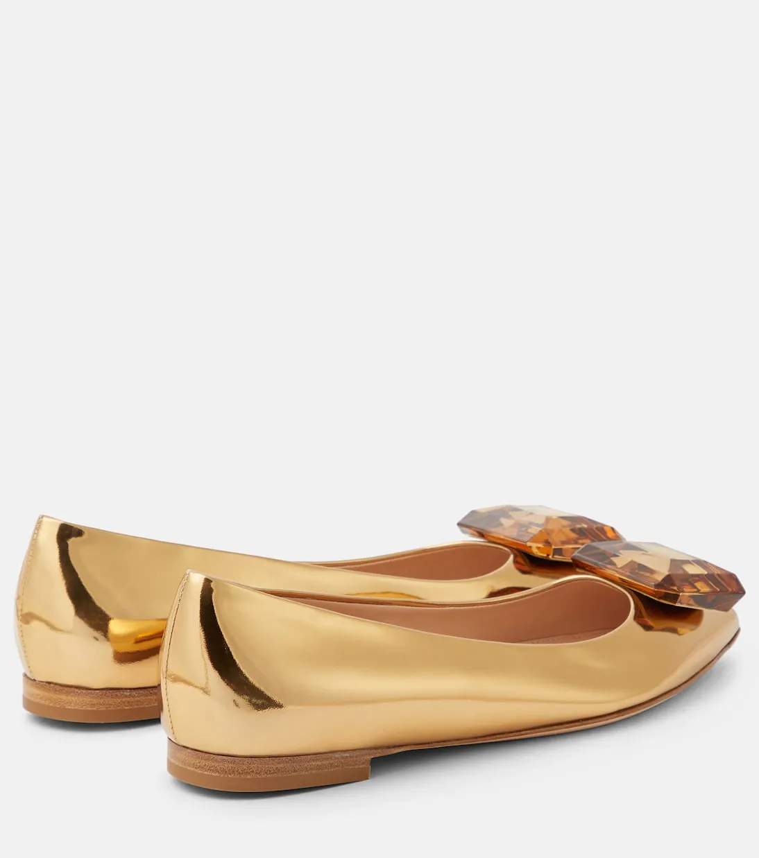 Jaipur leather ballerinas with Gianvito Rossi decoration, gold