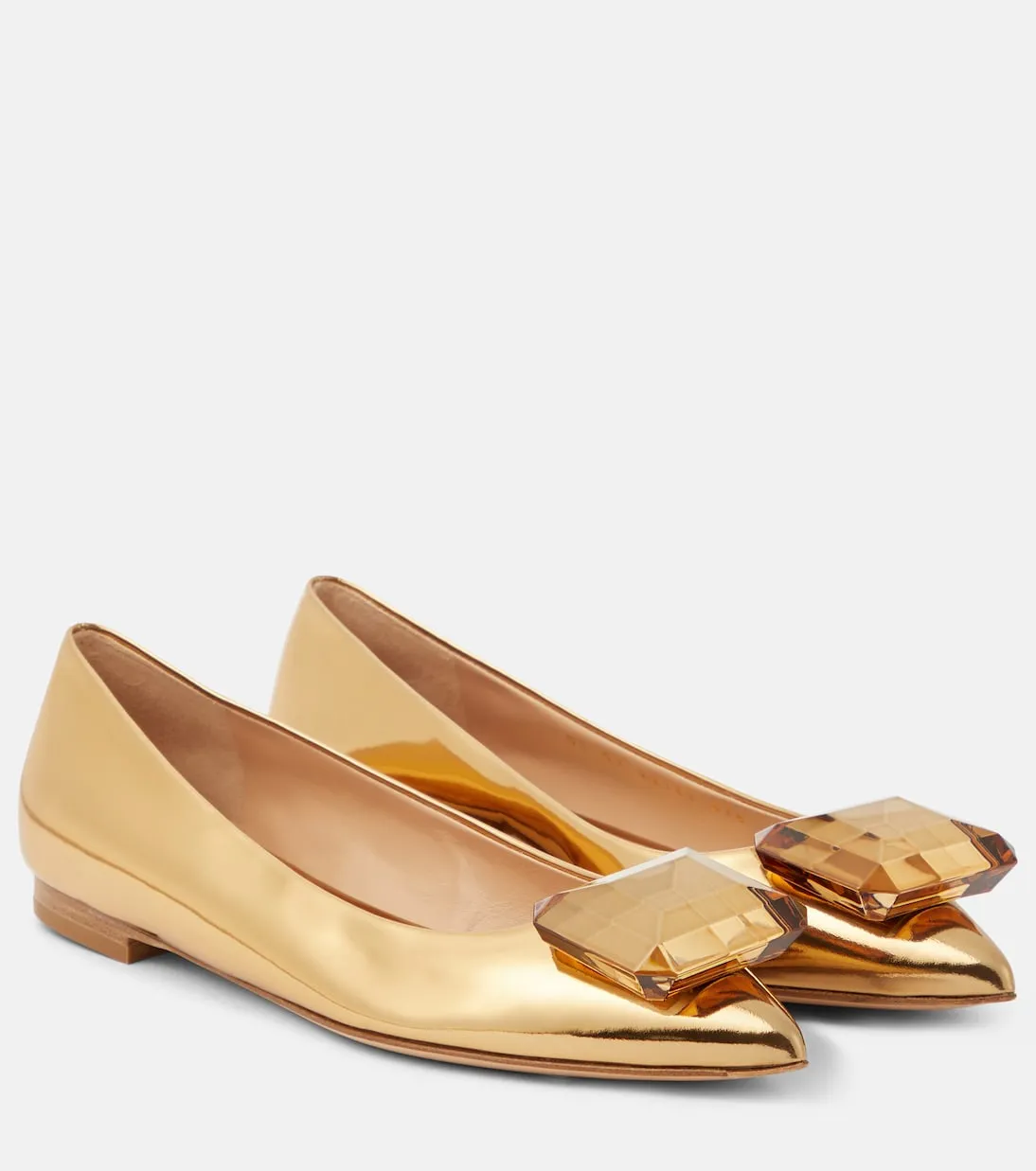 Jaipur leather ballerinas with Gianvito Rossi decoration, gold