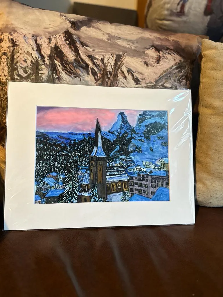 Limited Edition Giclée Prints of Zermatt at Dusk #2 in different sizes