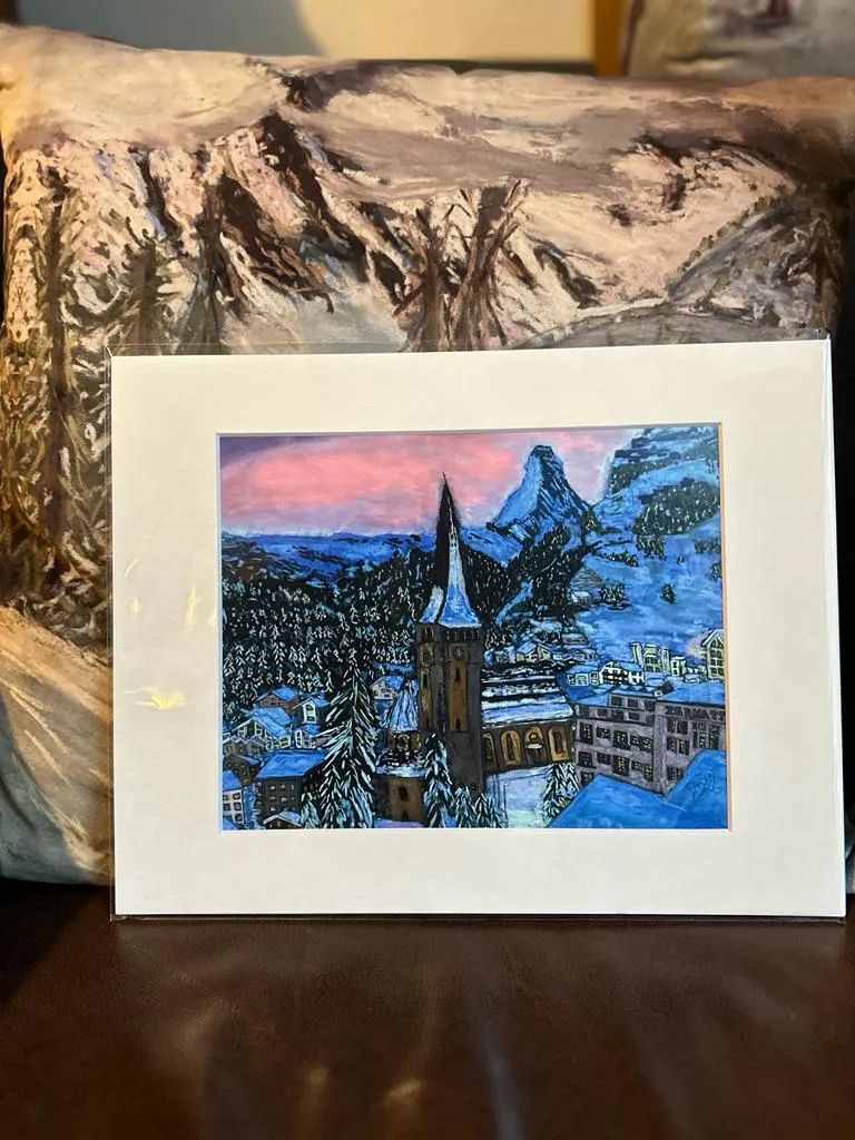 Limited Edition Giclée Prints of Zermatt at Dusk #2 in different sizes