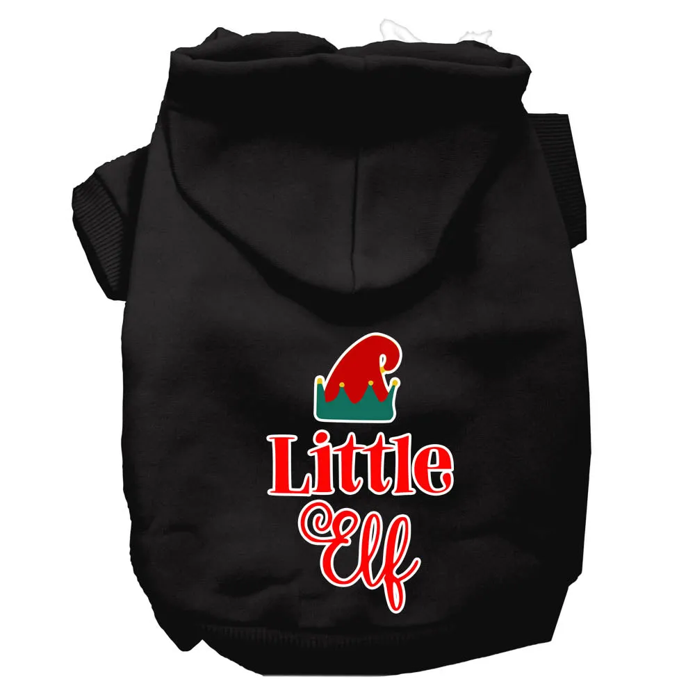 Little Elf Screen Print Dog Hoodie Black Xl