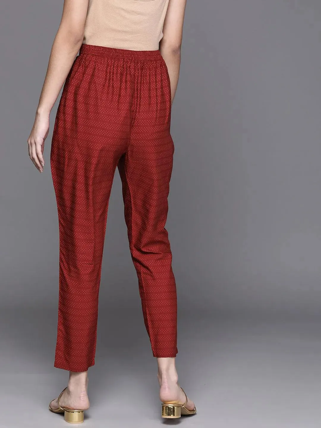 Maroon Striped Silk Trousers