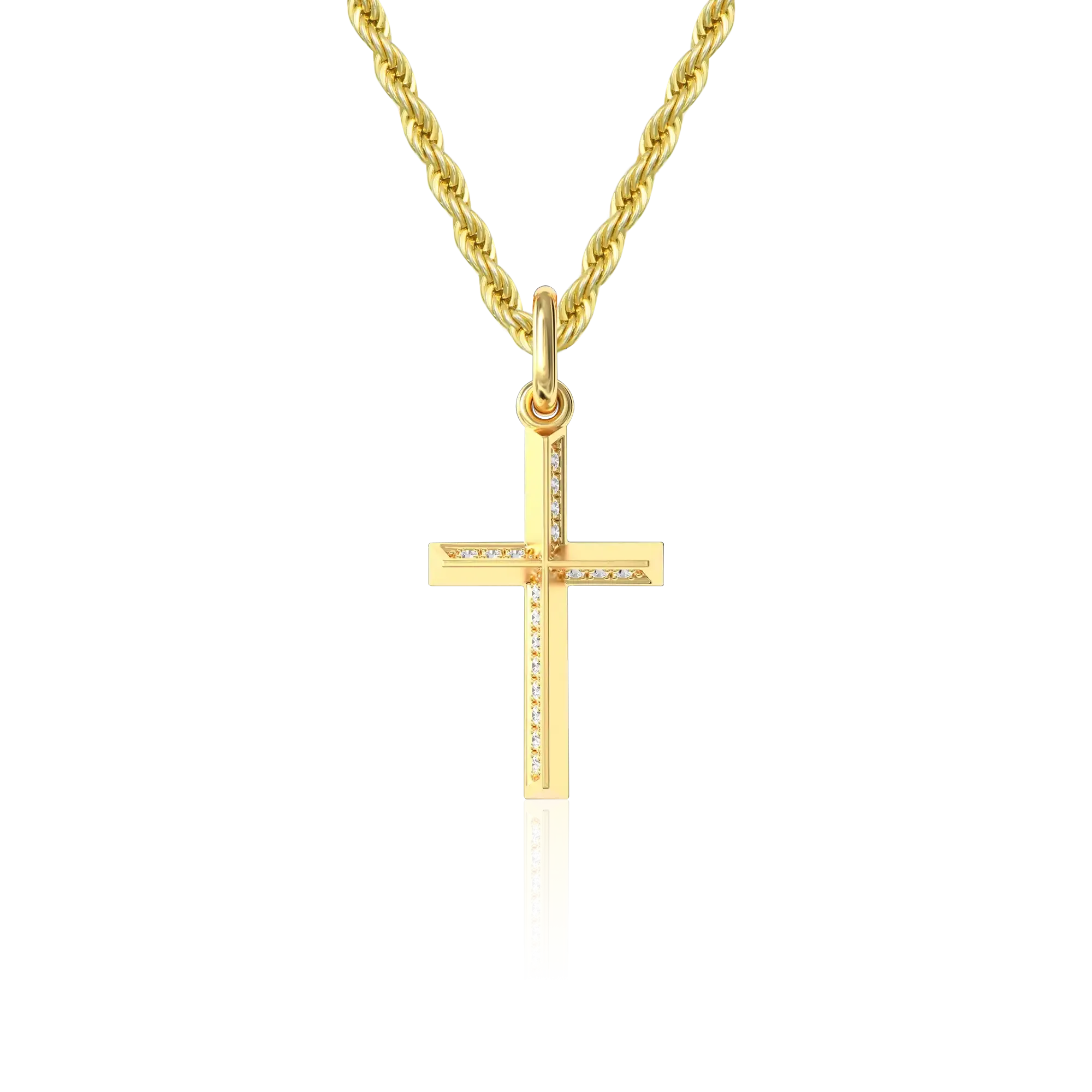 Micro 18K Gold Three-dimensional Cross Pendant