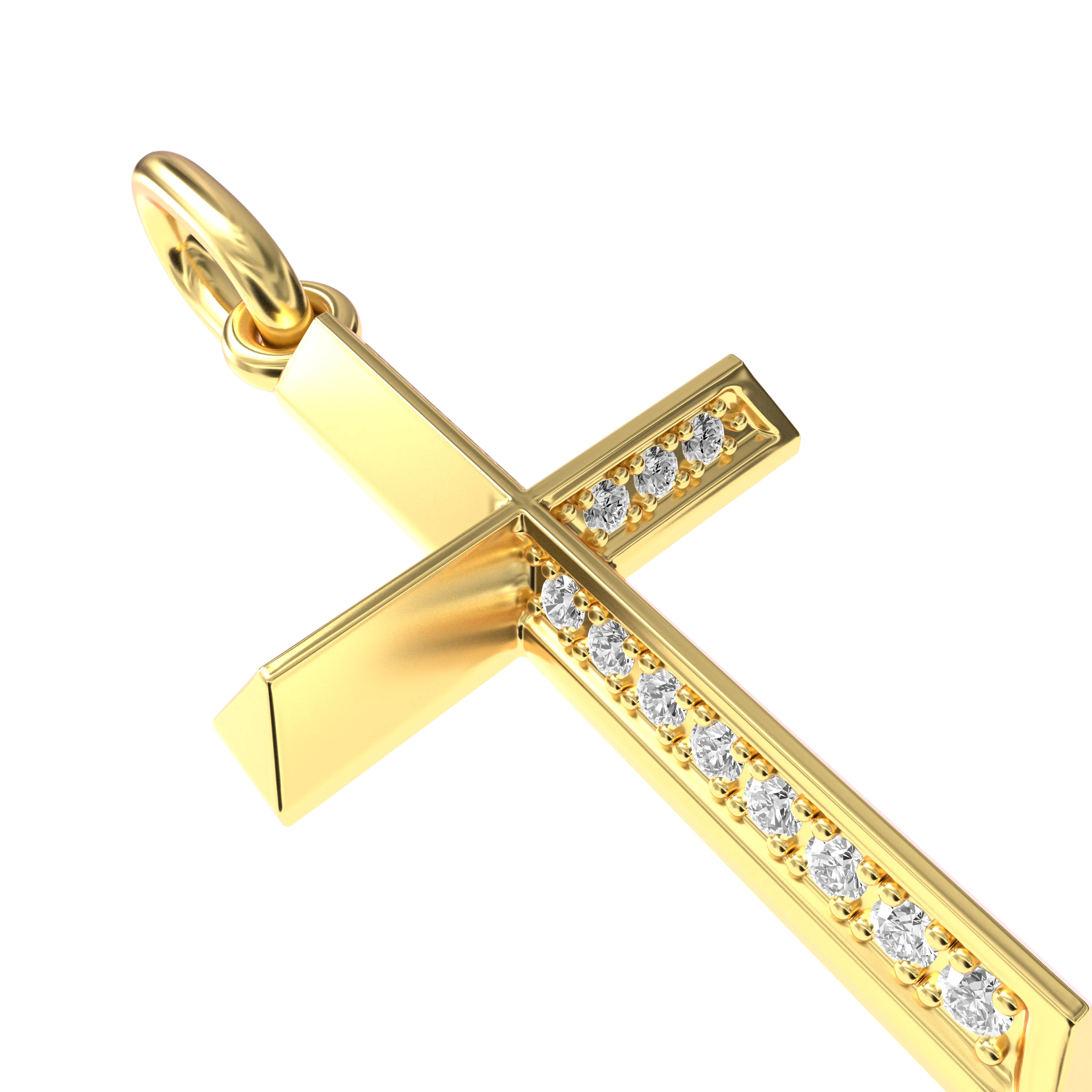 Micro 18K Gold Three-dimensional Cross Pendant