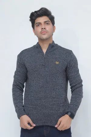 Mock Neck Charcoal Long Sleeves Sweater