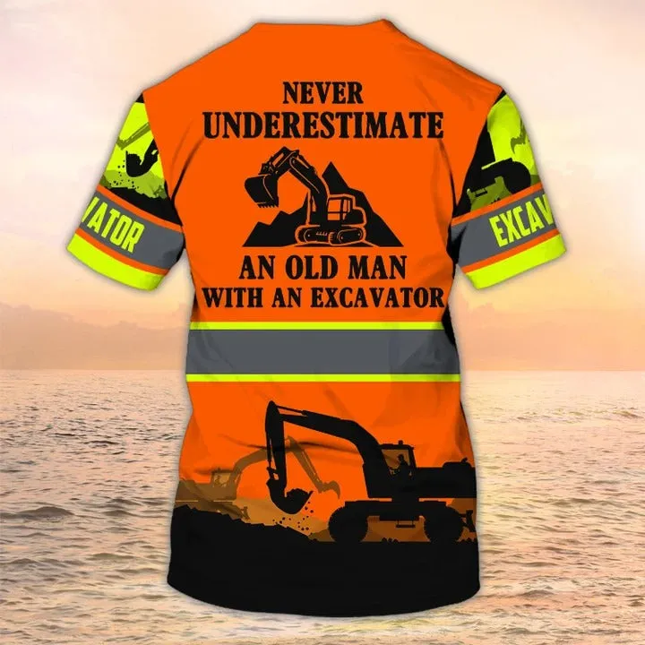 Personalized 3D Printed Excavator Operator Shirts, Excavator Man Worker T Shirt, Gift For Excavator