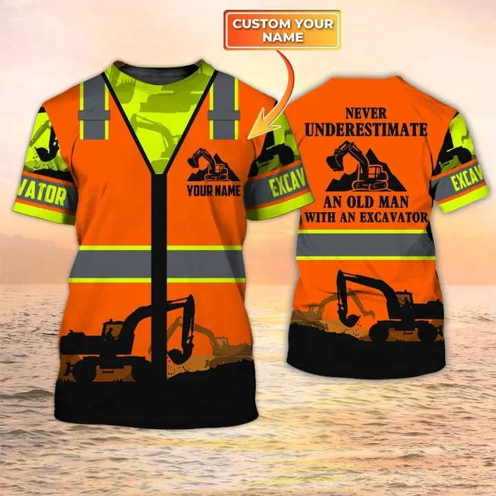 Personalized 3D Printed Excavator Operator Shirts, Excavator Man Worker T Shirt, Gift For Excavator