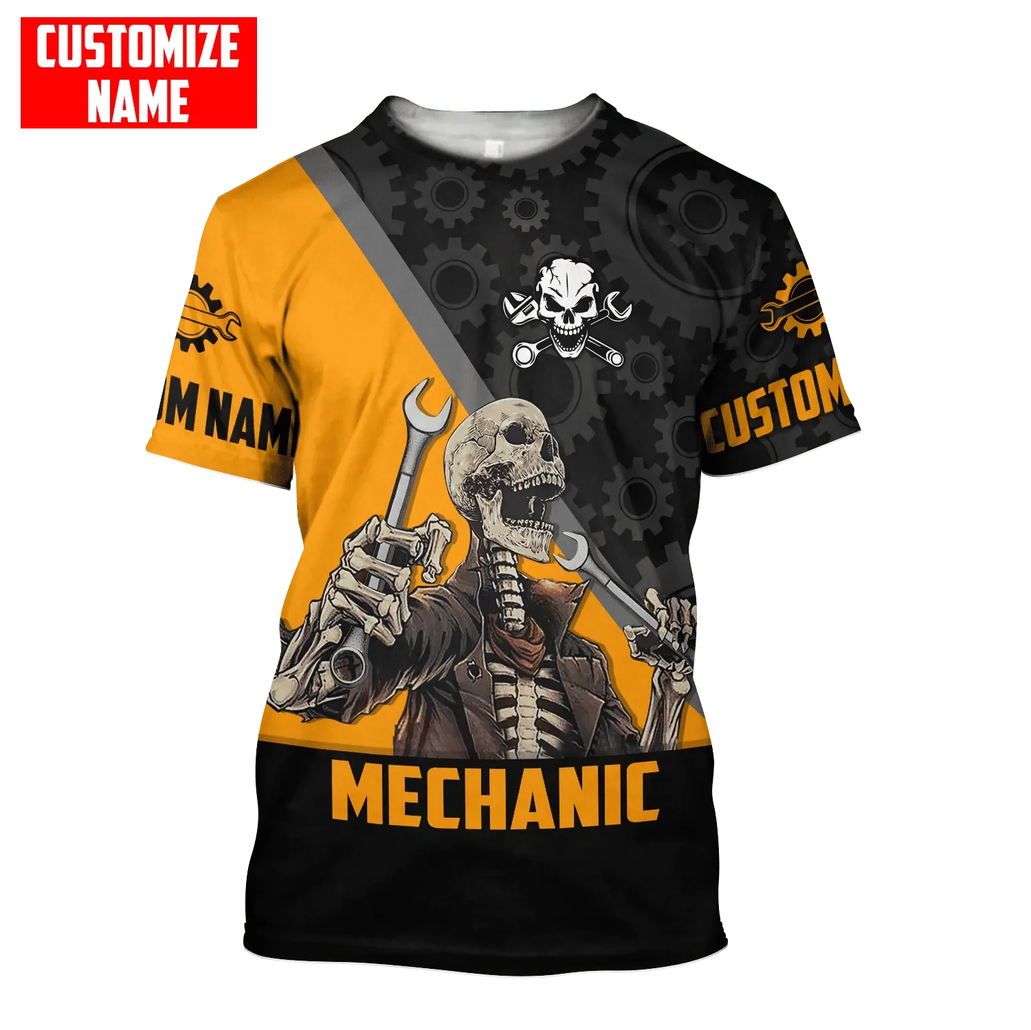 Personalized Auto Mechanic Skull 3D All Over Printed Unisex Shirts