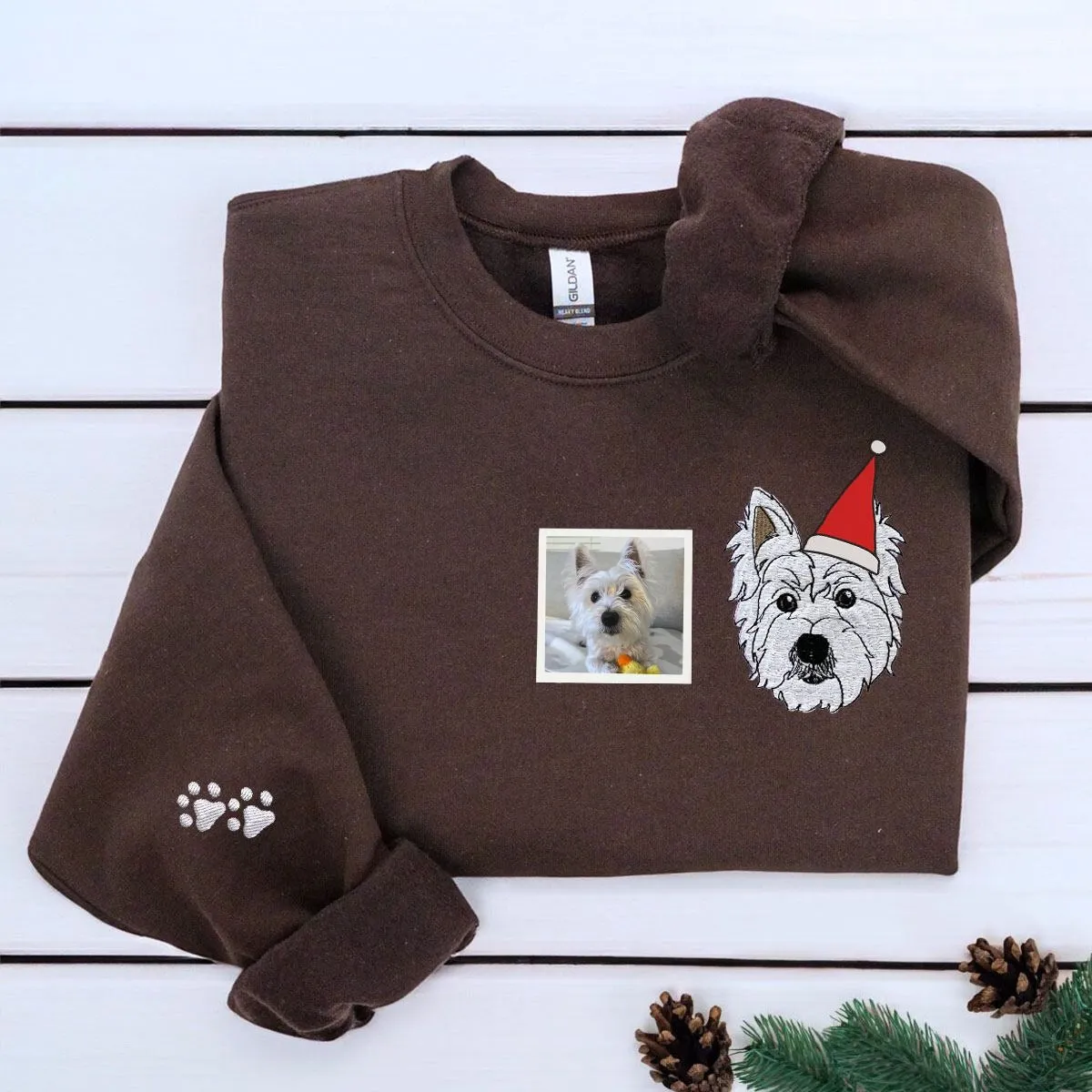 Personalized Horse Christmas Sweatshirt / Hoodie with Embroidered Photo, Unique Horse Lover Gift