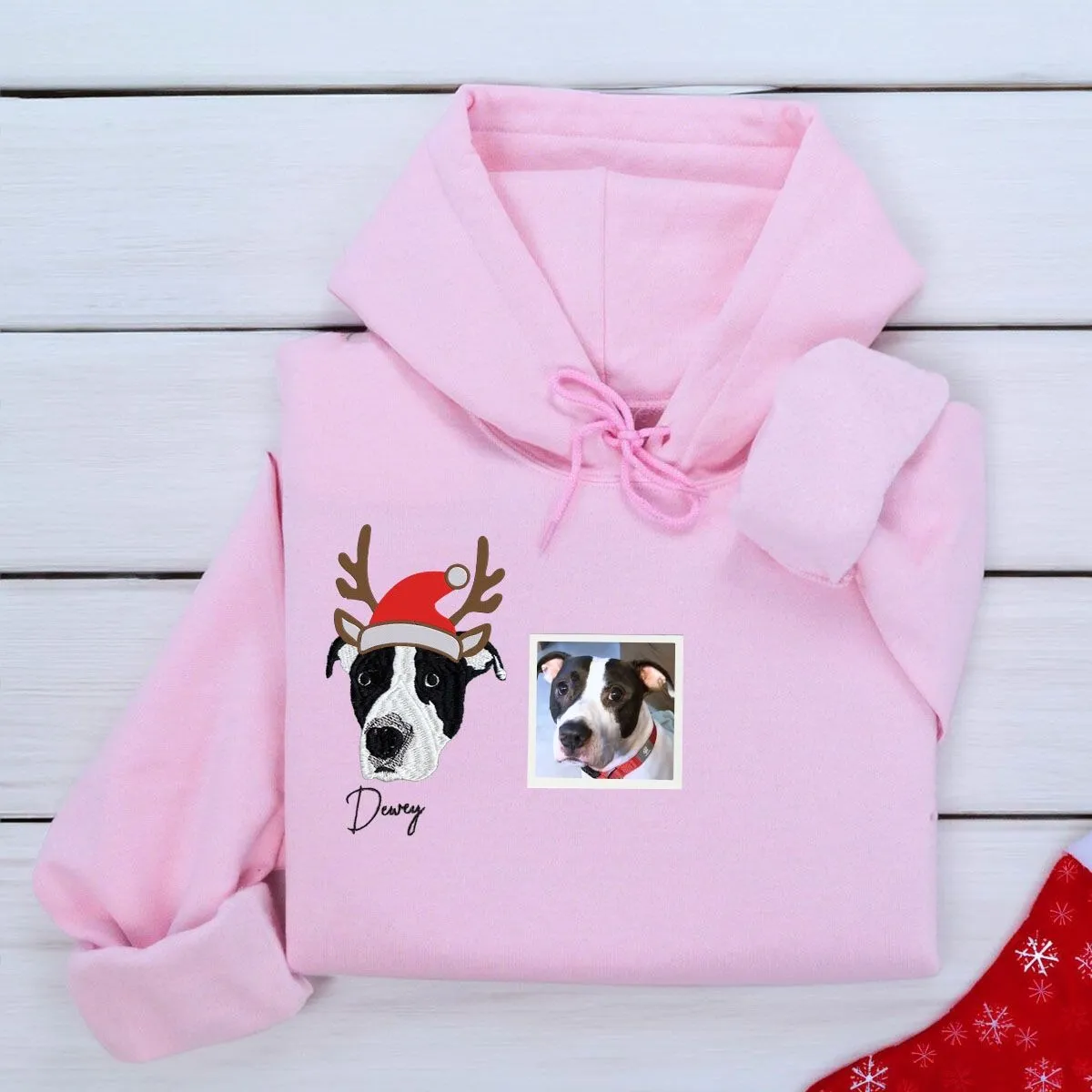 Personalized Horse Christmas Sweatshirt / Hoodie with Embroidered Photo, Unique Horse Lover Gift