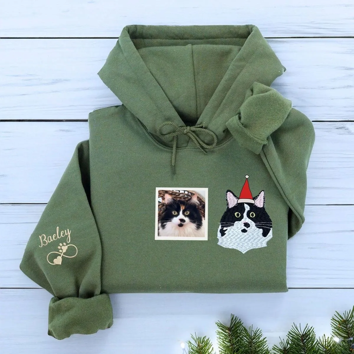 Personalized Horse Christmas Sweatshirt / Hoodie with Embroidered Photo, Unique Horse Lover Gift