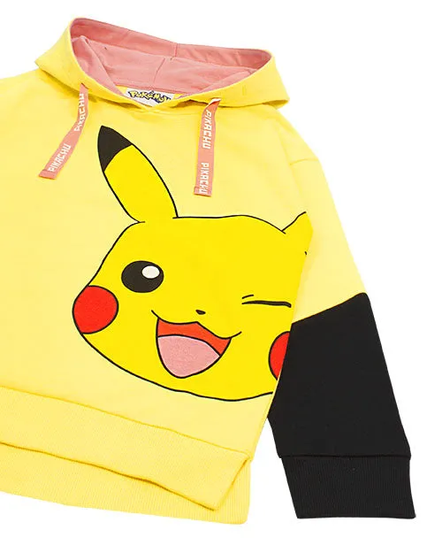 Pokemon Hoodie Pikachu Yellow Multicoloured Kids Girl's Fashion Sweater