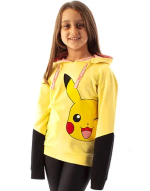 Pokemon Hoodie Pikachu Yellow Multicoloured Kids Girl's Fashion Sweater