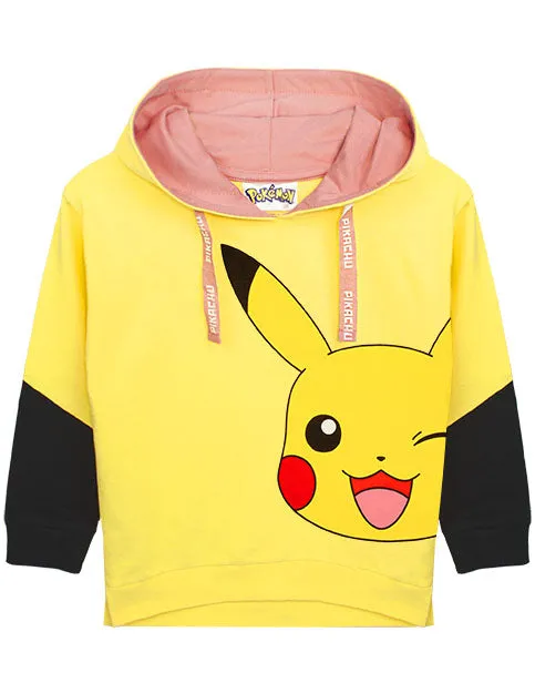 Pokemon Hoodie Pikachu Yellow Multicoloured Kids Girl's Fashion Sweater